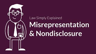 Misrepresentation and Nondisclosure  Contracts  Defenses amp Excuses [upl. by Ccasi]