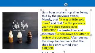 How to apply misrepresentation Liam cupcake scenario [upl. by Lecram]