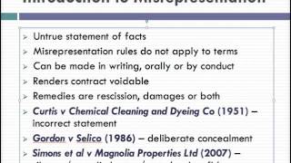 Misrepresentation Lecture 1 of 4 [upl. by Ashil112]